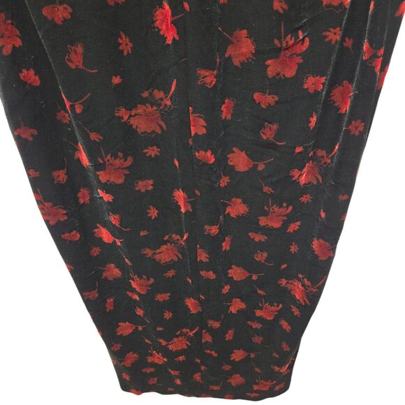 Another Thyme Dress size 14 Maxi Modest Red Velvet Floral Vintage fairygoth - Picture 7 of 10